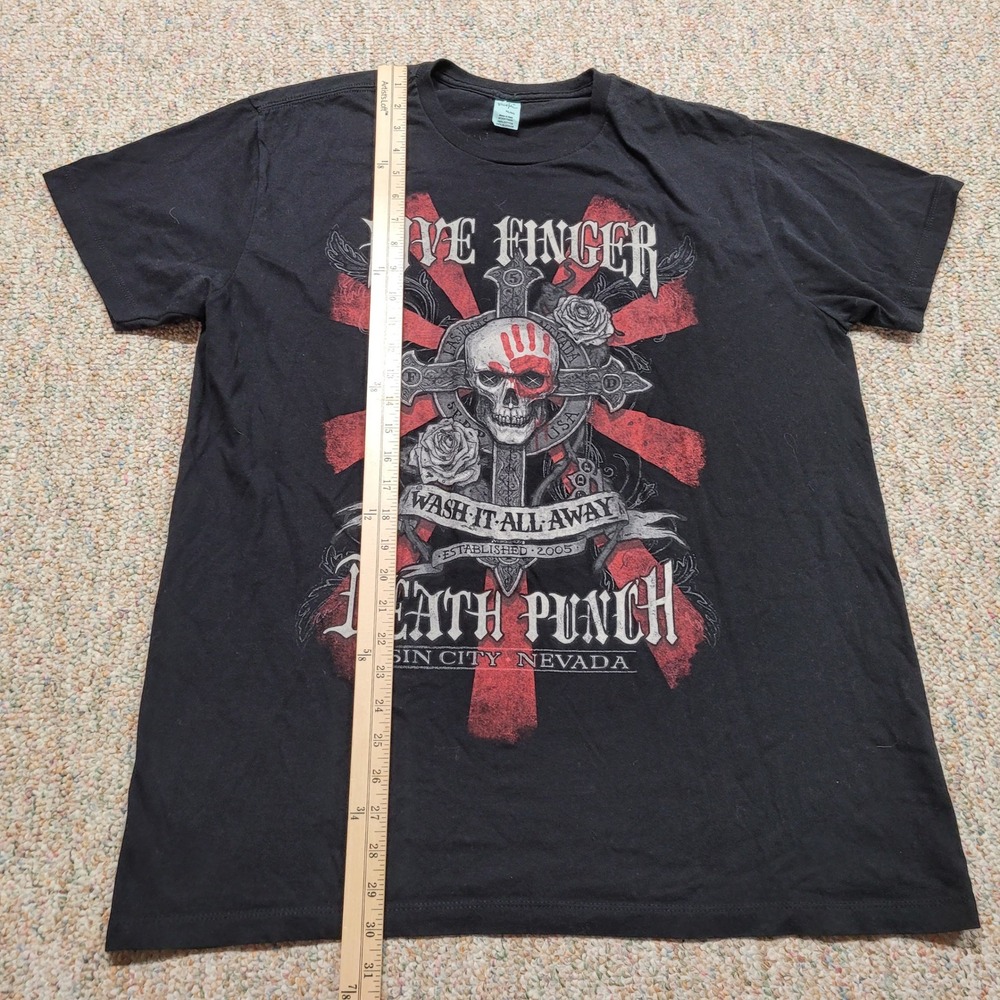 Five Finger Death Punch Shirt Mens XL Black Wash It All Away Skull Band Tee - Picture 8 of 14